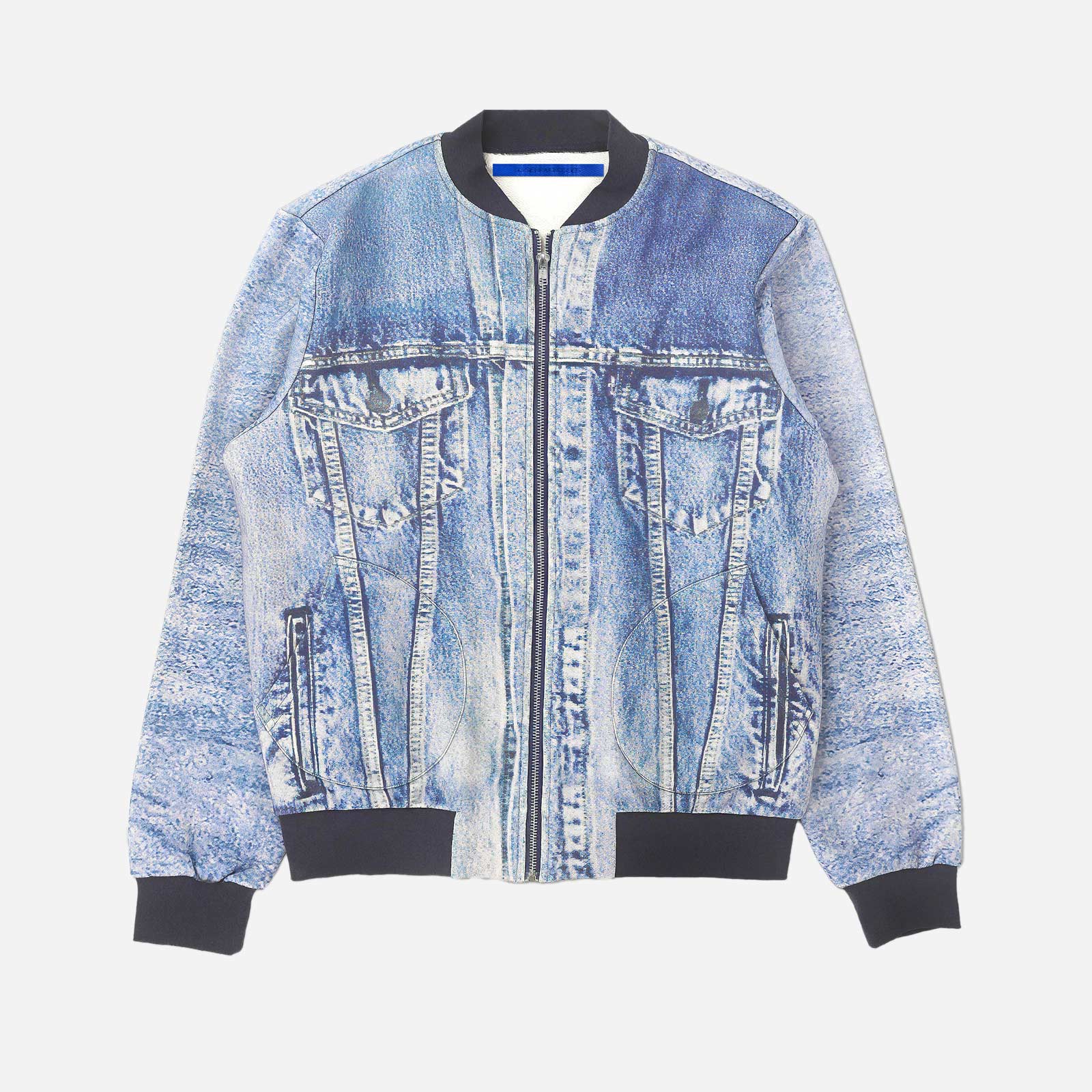 Printed Denim Fleece Bomber SS2693SCPDFB BLU