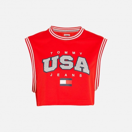 Tommy Jeans Crop USA Basketball Tank DW0DW15304XNL | 4Elementos