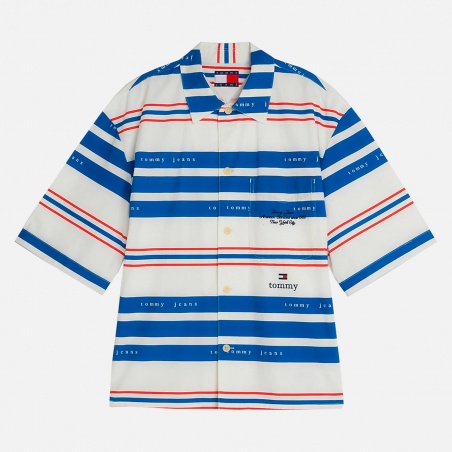 Tommy Jeans Stripe Bowling Shirt DM0DM16001YBL | 4Elementos