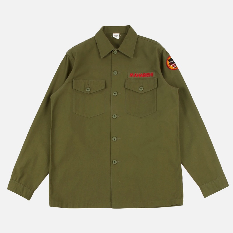 3583 Olive Panther Embroidered Shirt