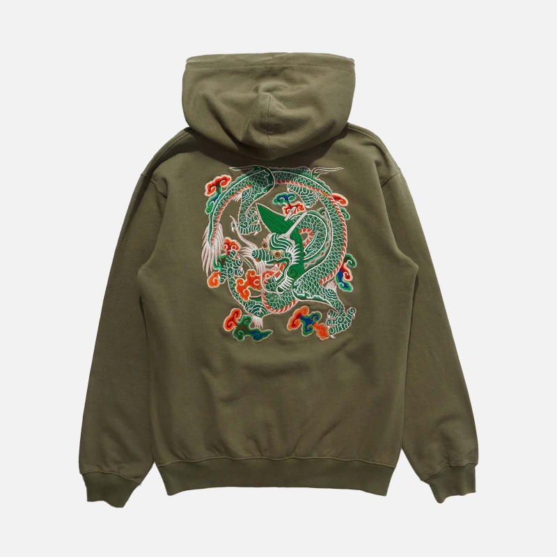 8076 OLIVE Maha Force Embroidered Hooded Sweat