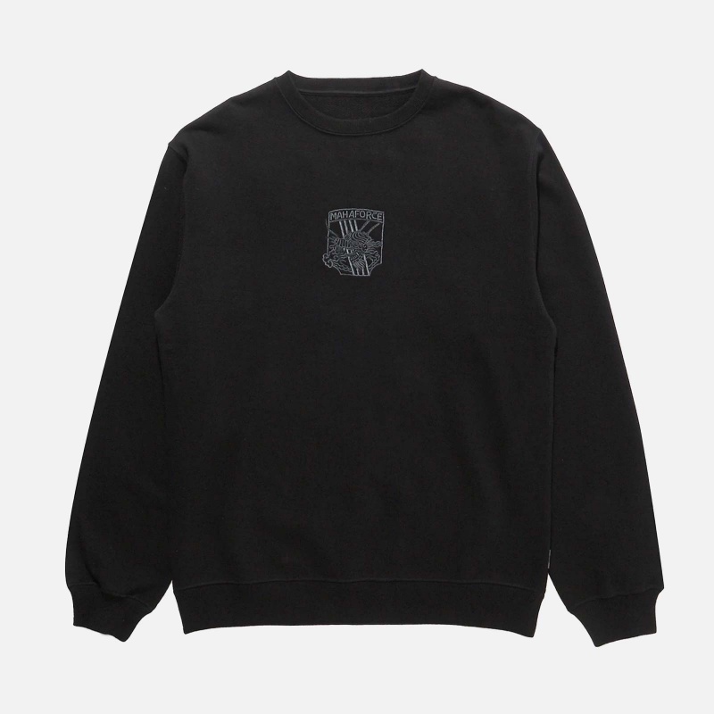 8075 BLACK Maha Force Embroidered Crew