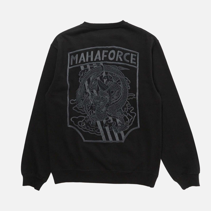 8075 BLACK Maha Force Embroidered Crew