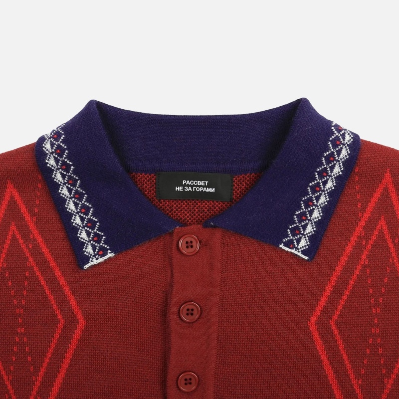 Logo Polo Knit PACC11N004 RED
