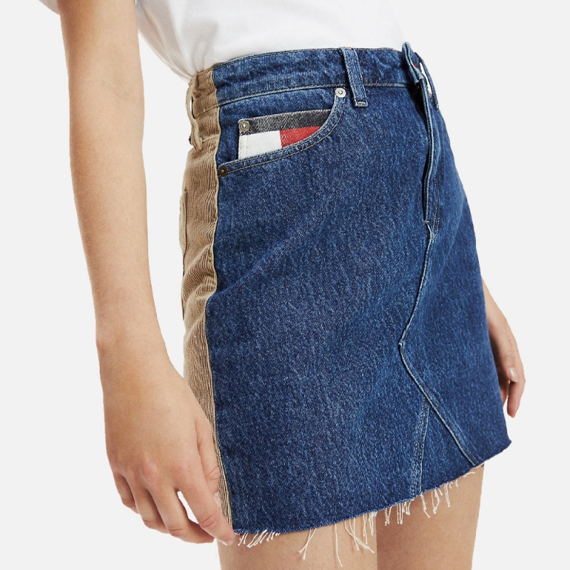 DW0DW077961BK Corduroy Mix Denim Mini Skirt