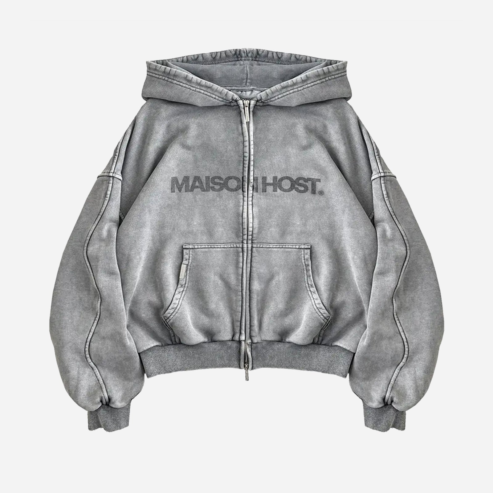Erode Wave Zipped Hoodie 1DYEDZP LGRY